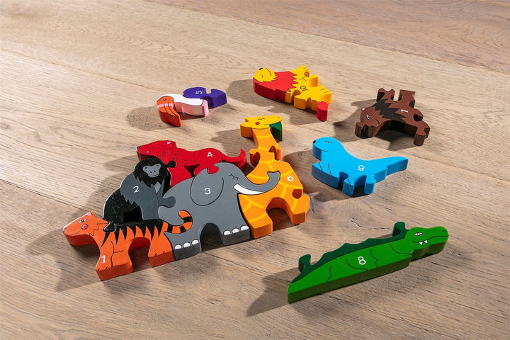 Handmade Wooden Jigsaw Puzzle - Number Zoo