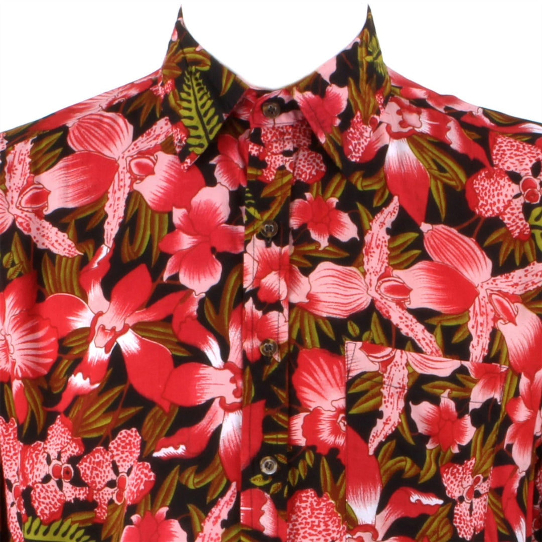 Regular Fit Short Sleeve Shirt - Red & Green Floral