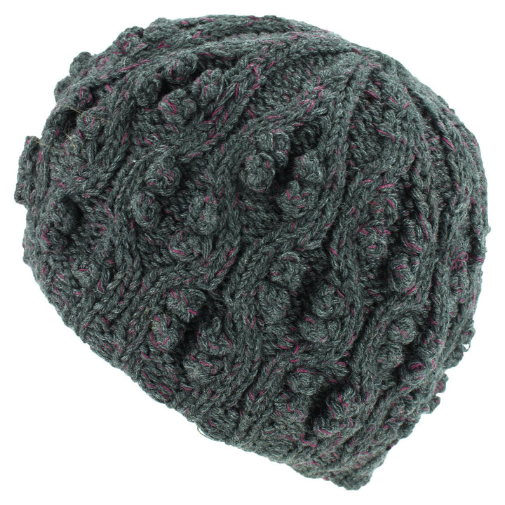 Acrylic Knit Beanie Hat - Charcoal Grey