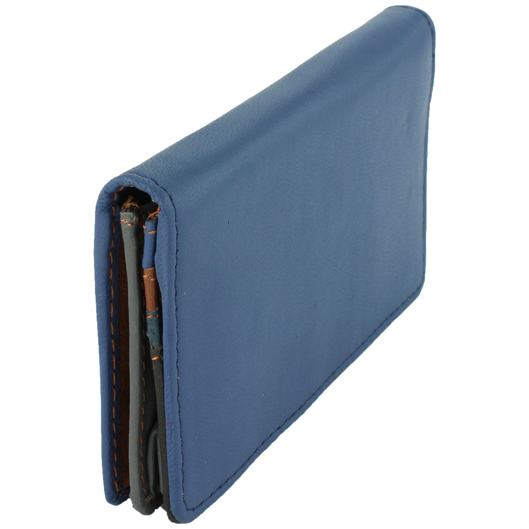 Real Leather Colourful Purse Wallet - Blue