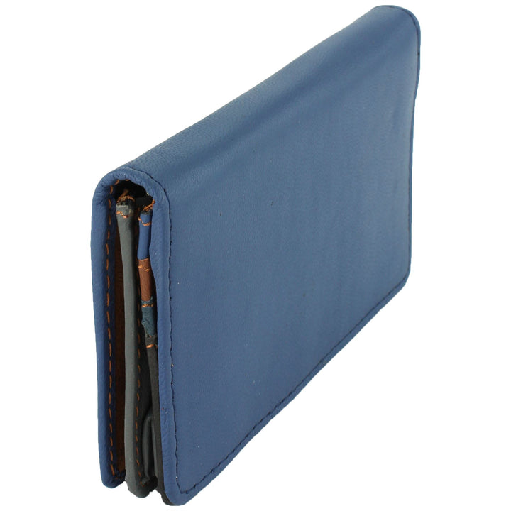 Real Leather Colourful Purse Wallet - Blue
