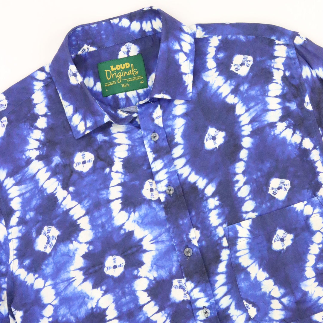 Regular Fit Short Sleeve Shirt - Navy Bleach
