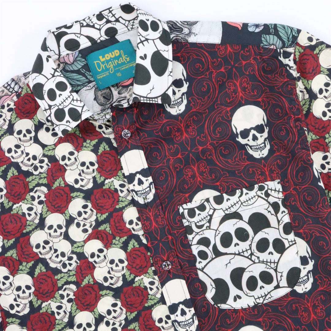Regular Fit Short Sleeve Shirt - Skull Random Mixed Panel