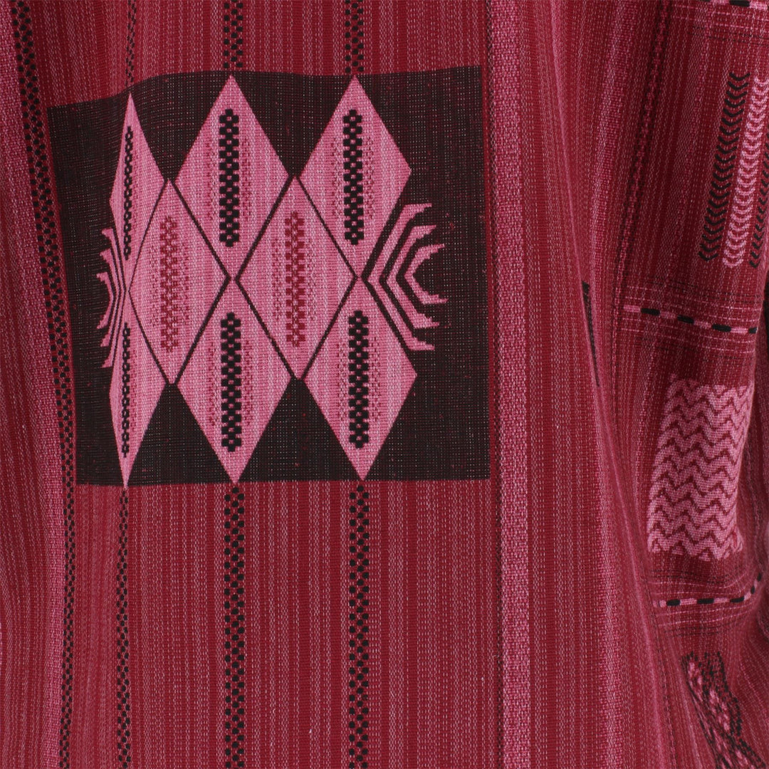 Heavy Cotton Naga Grandad Kurta Shirt - Red