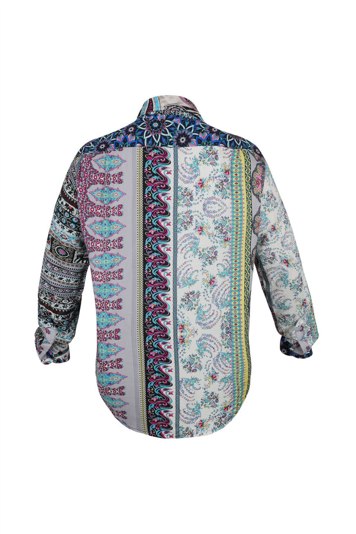 Regular Fit Long Sleeve Shirt - Random Mixed Panel Paisley Floral