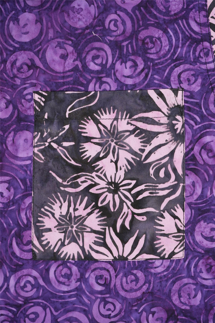 Regular Fit Short Sleeve Shirt - Random Mixed Panel Batik Purple