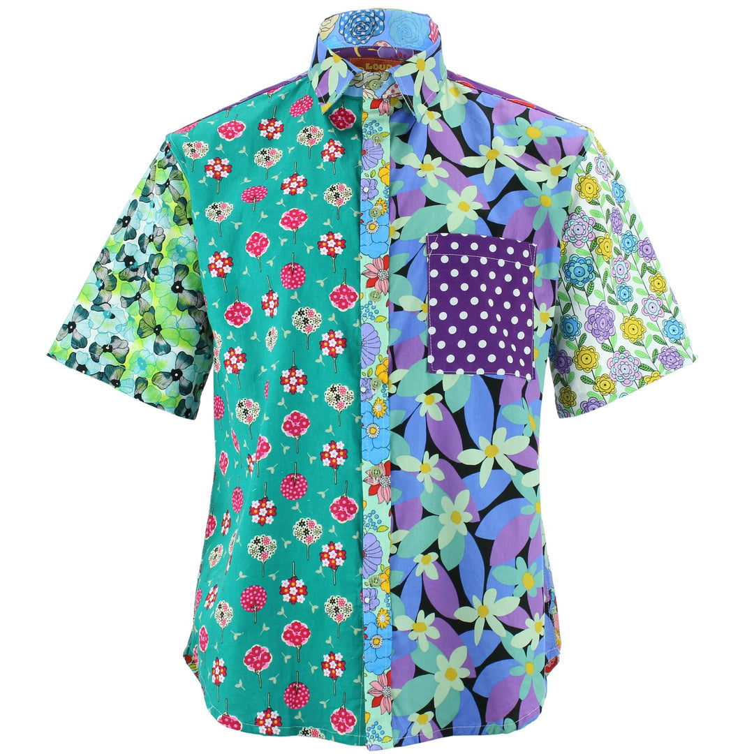 Regular Fit Short Sleeve Shirt - Random Mixed Panel - Floral