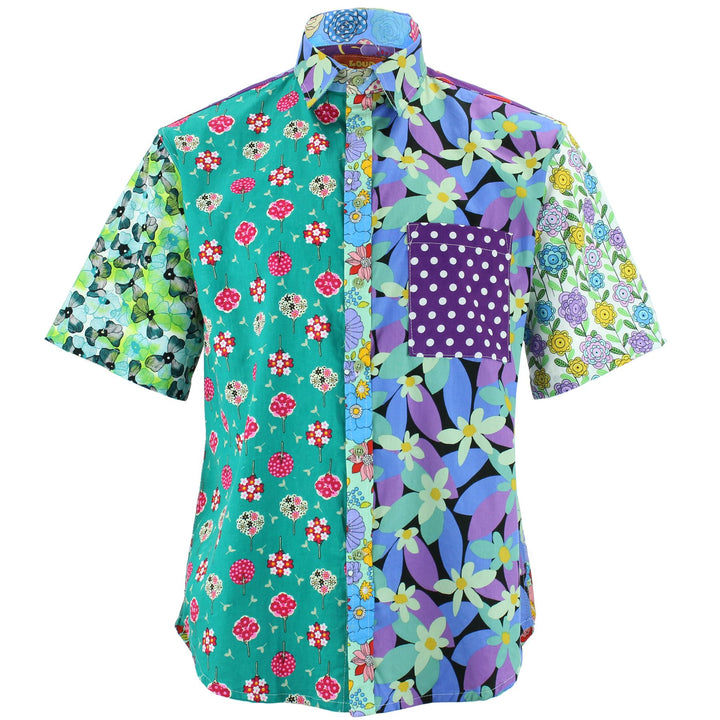 Regular Fit Short Sleeve Shirt - Random Mixed Panel - Floral