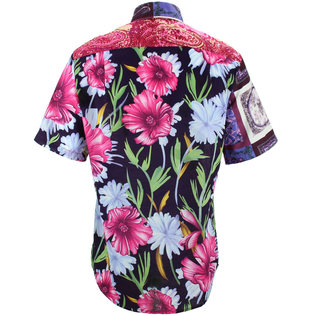 Regular Fit Short Sleeve Shirt - Random Mixed Panel - Abstract