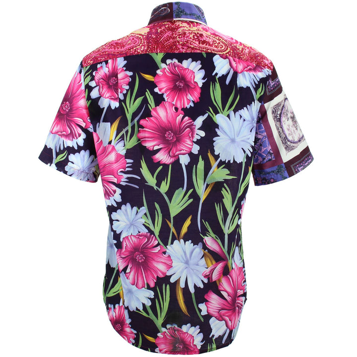 Regular Fit Short Sleeve Shirt - Random Mixed Panel - Abstract