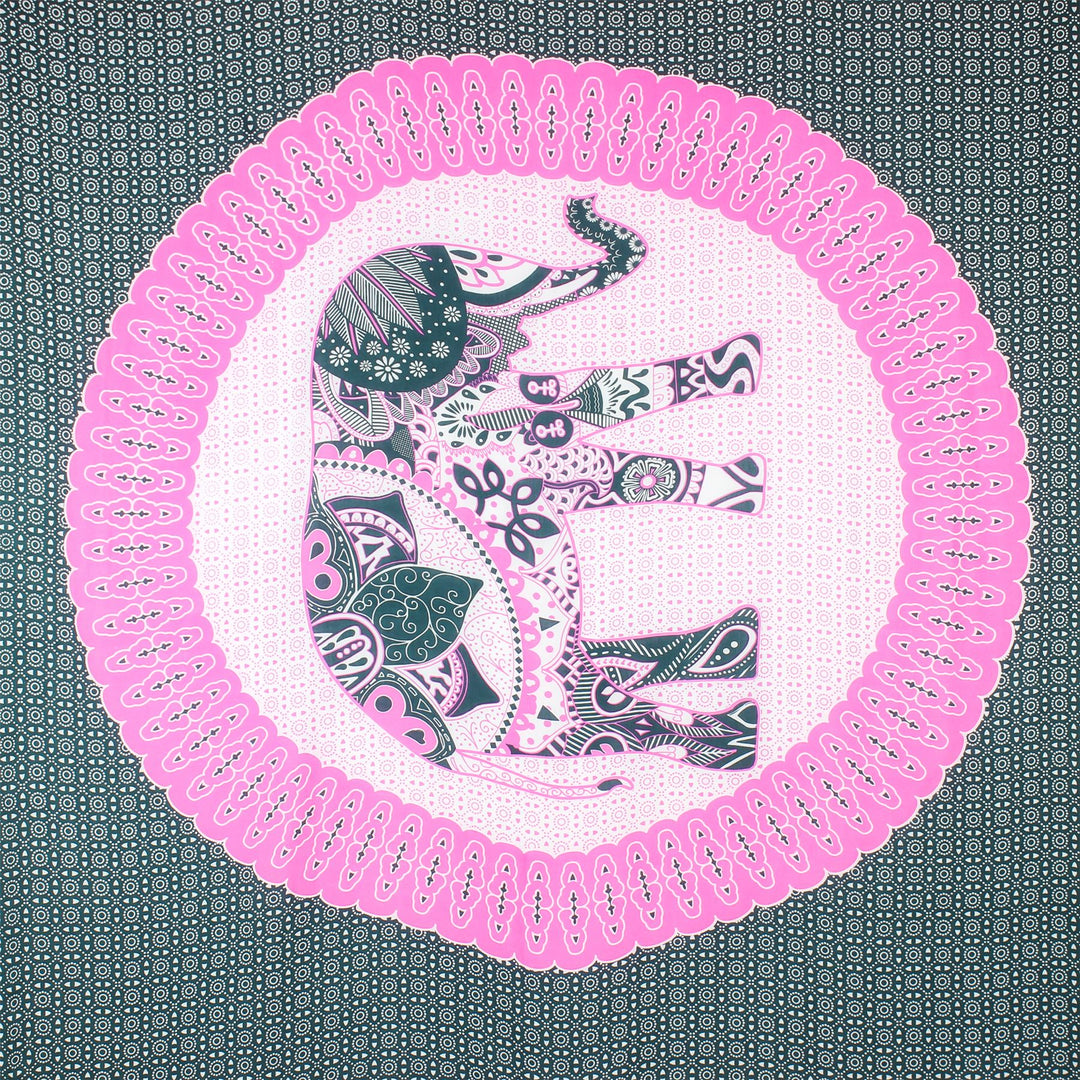 Viscose Rayon Sarong - Elephant Mandala - Black & Pink