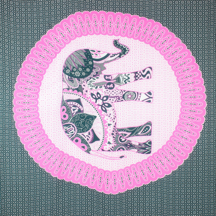 Viscose Rayon Sarong - Elephant Mandala - Black & Pink