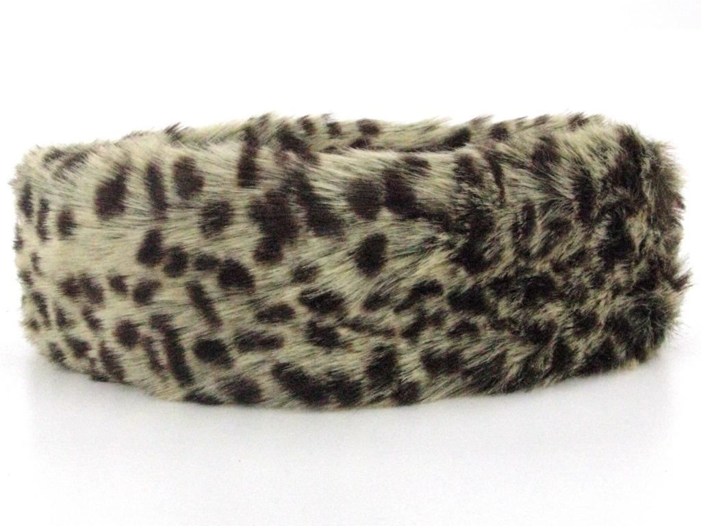 Faux fur headband with satin lining - Leopard print