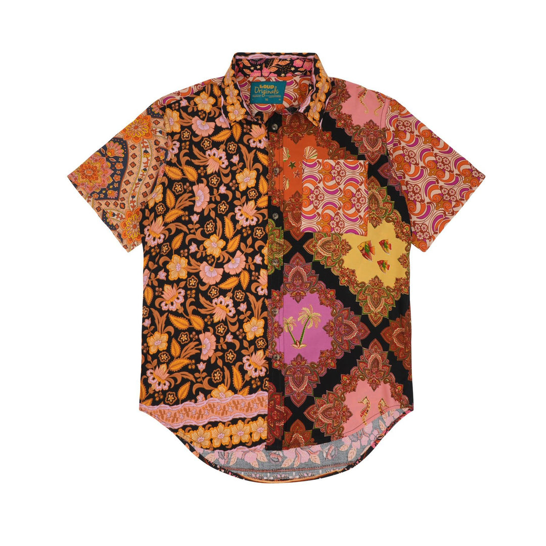 Regular Fit Short Sleeve Shirt - Random Mixed Panel Orange