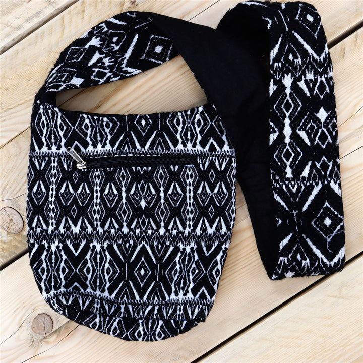 Cotton Canvas Sling Shoulder Bag - Black X 2