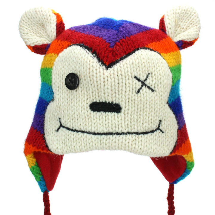 Wool Animal Hat - Rainbow Monkey