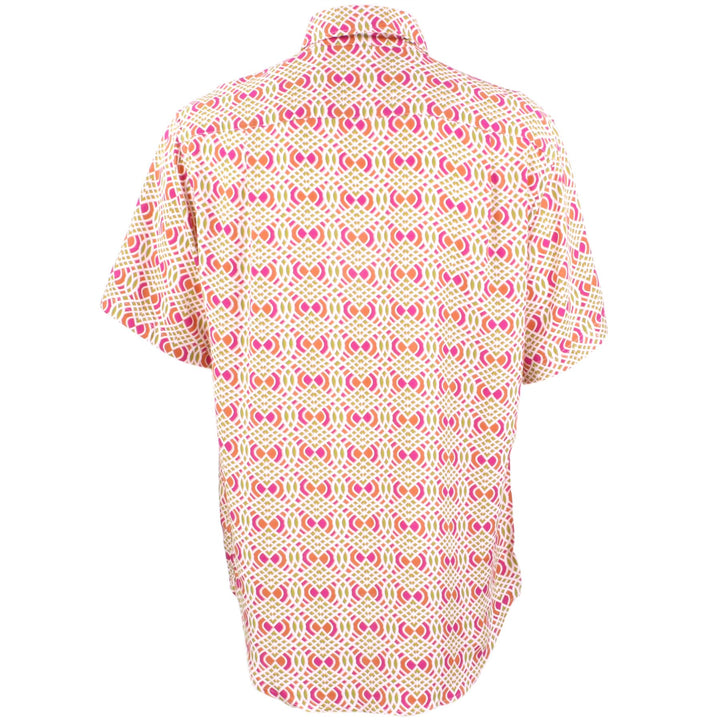 Regular Fit Short Sleeve Shirt - Orange & Pink Abstract