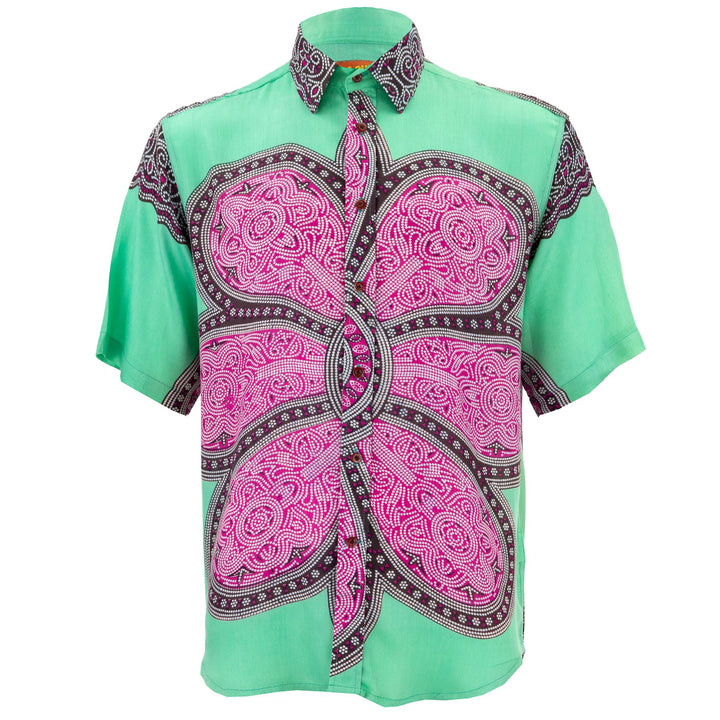 Regular Fit Short Sleeve Shirt - Flower Mandala - Green