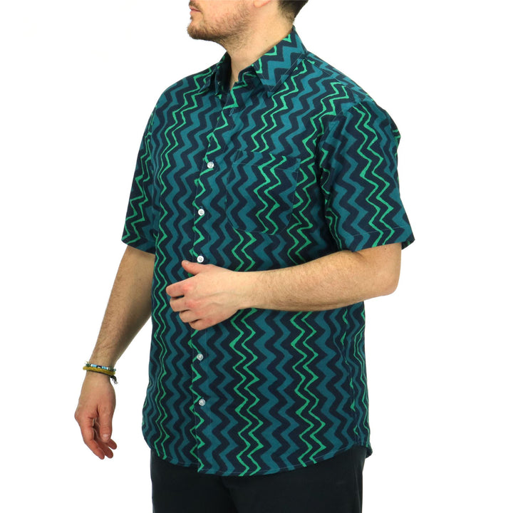 Regular Fit Short Sleeve Shirt - Neon Ripples