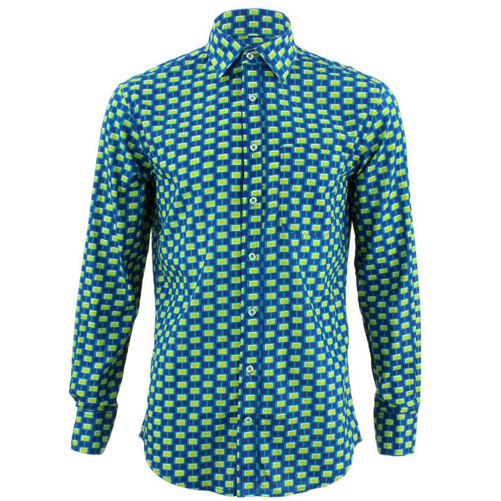 Regular Fit Long Sleeve Shirt - Deep Blue Abstract