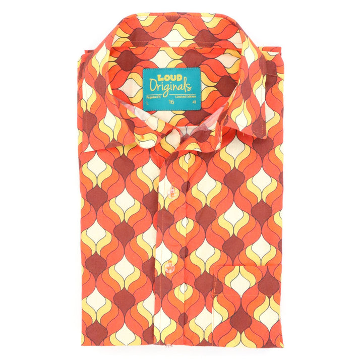 Regular Fit Short Sleeve Shirt - Orange Ogee