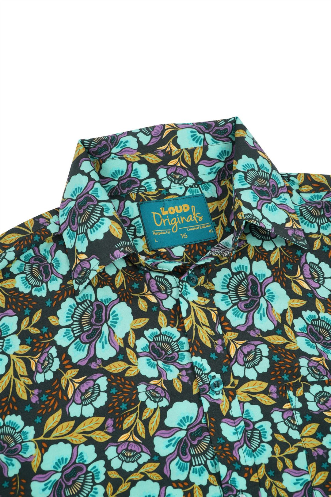 Regular Fit Long Sleeve Shirt - Teal Floral