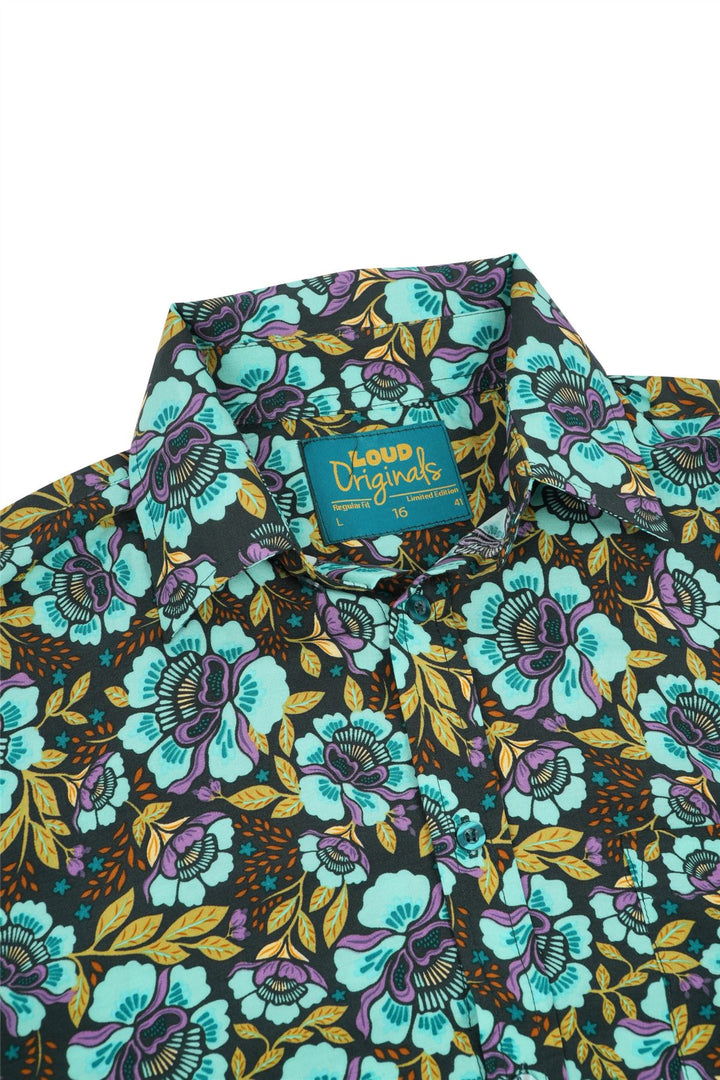Regular Fit Long Sleeve Shirt - Teal Floral