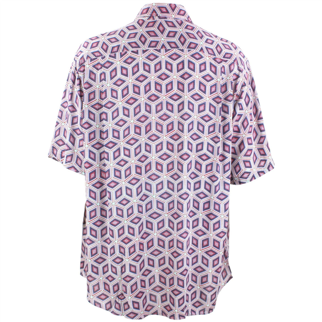 Regular Fit Short Sleeve Shirt - Purple & Pink Abstract Diamonds