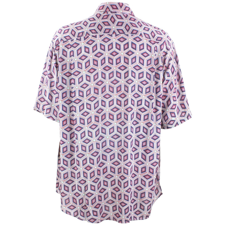 Regular Fit Short Sleeve Shirt - Purple & Pink Abstract Diamonds