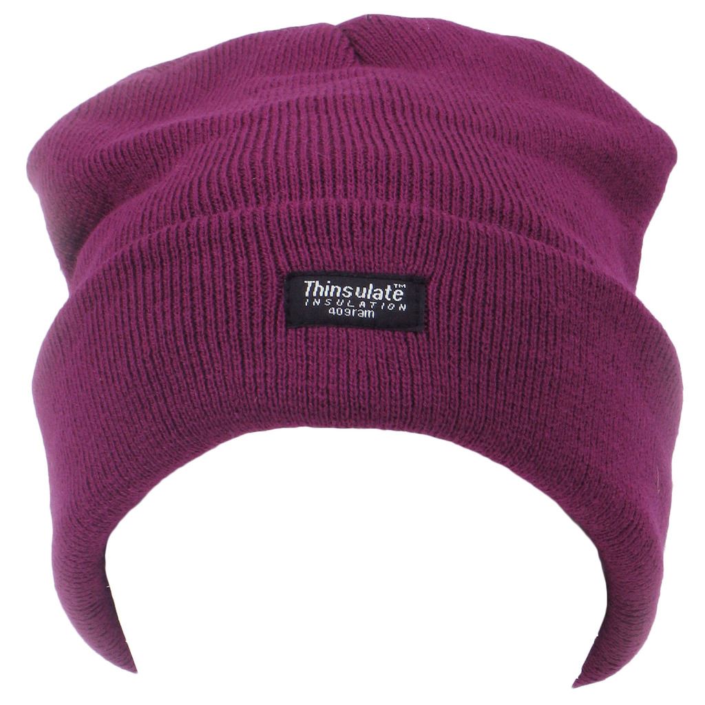 Fine Knit Beanie Hat - Dark Pink