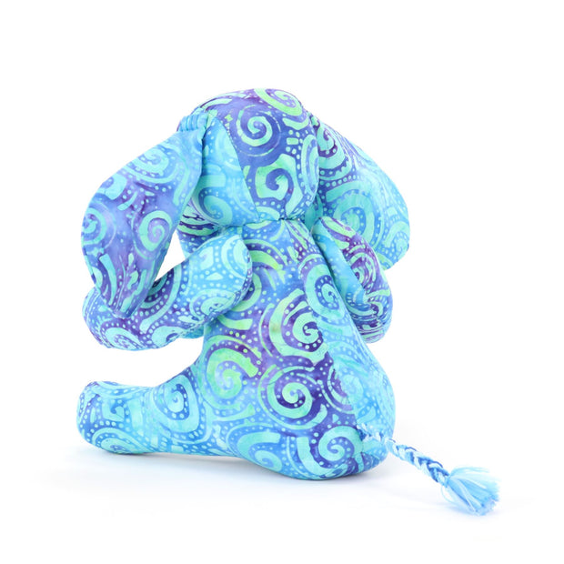 Batik Cotton Friendship Elephant - Blue Tribal Spiral
