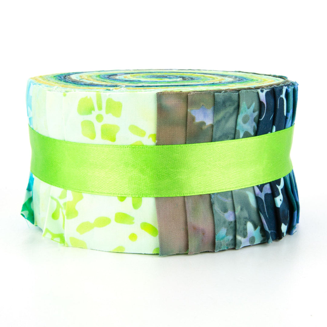 Cotton Batik Pre Cut Fabric Bundles - Jelly Roll - Sea Green