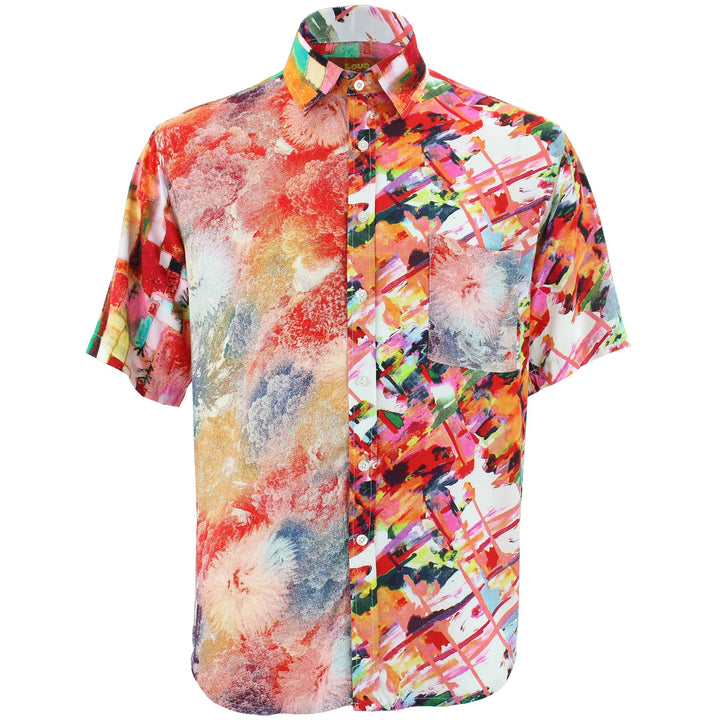 Regular Fit Short Sleeve Shirt - Random Mixed Panel - Abstract