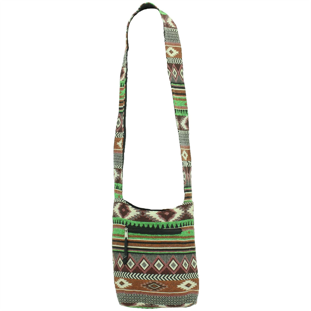 Cotton Canvas Sling Shoulder Bag - Aztec Green