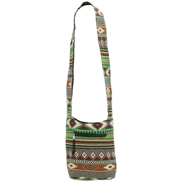 Cotton Canvas Sling Shoulder Bag - Aztec Green