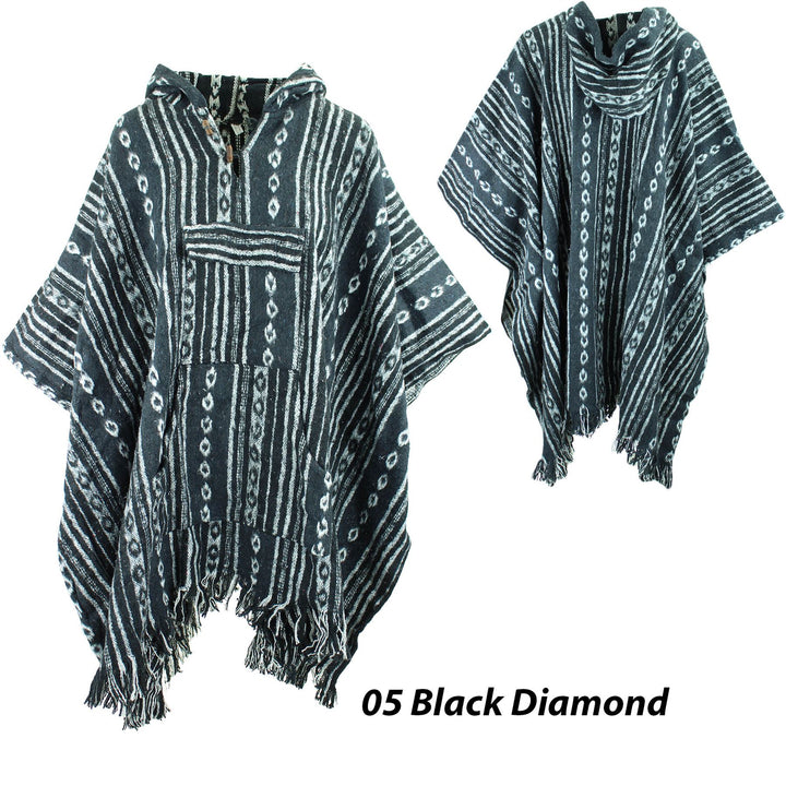 Brushed Gheri Cotton Poncho - 05 Black Diamond