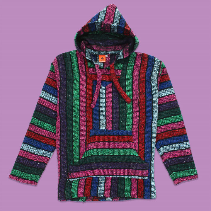 Recycled Mexican Baja Jerga Hoody - Multi Stripe