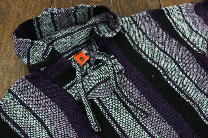 Recycled Mexican Baja Jerga Hoody - Purple Mix