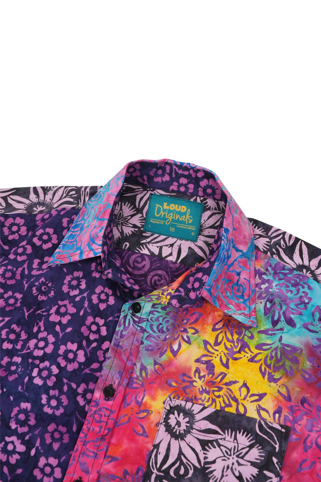 Regular Fit Long Sleeve Shirt - Random Mixed Panel Batik Purple