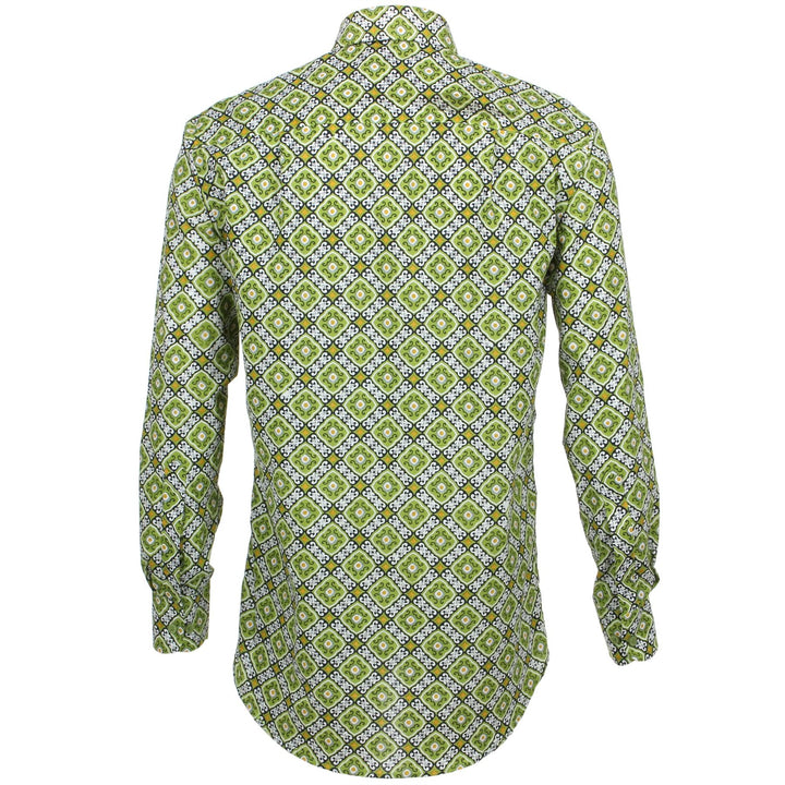 Regular Fit Long Sleeve Shirt - Green Diamond Abstract