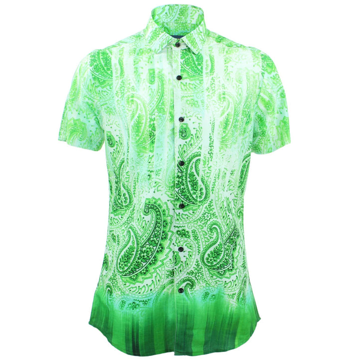 Tailored Fit Short Sleeve Shirt - Neon Paisley Fade