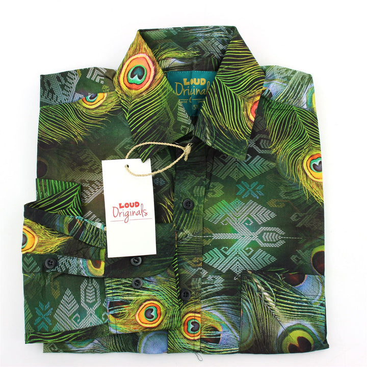 Regular Fit Long Sleeve Shirt - Peacock Feathers