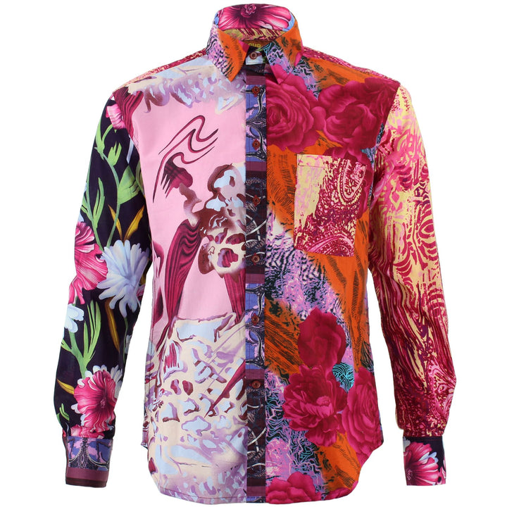 Regular Fit Long Sleeve Shirt - Random Mixed Panel - Abstract