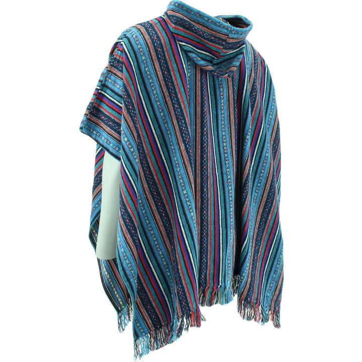 Brushed Cotton Hooded Poncho - Purple Sky
