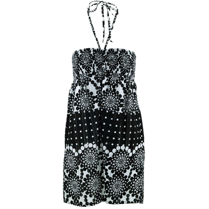 Halterneck Wrinkle Dress - Polka Circles