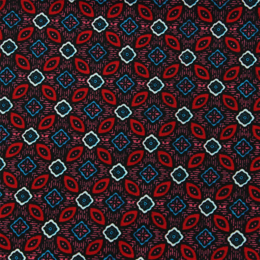 Tailored Fit Long Sleeve Shirt - Red Abstract