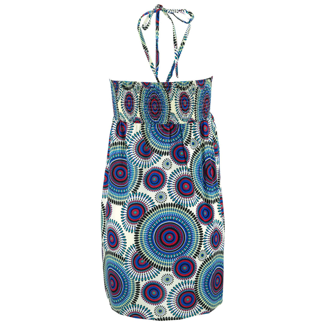 Halterneck Wrinkle Dress - Blue Kaleidoscope