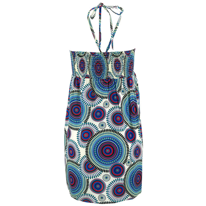 Halterneck Wrinkle Dress - Blue Kaleidoscope