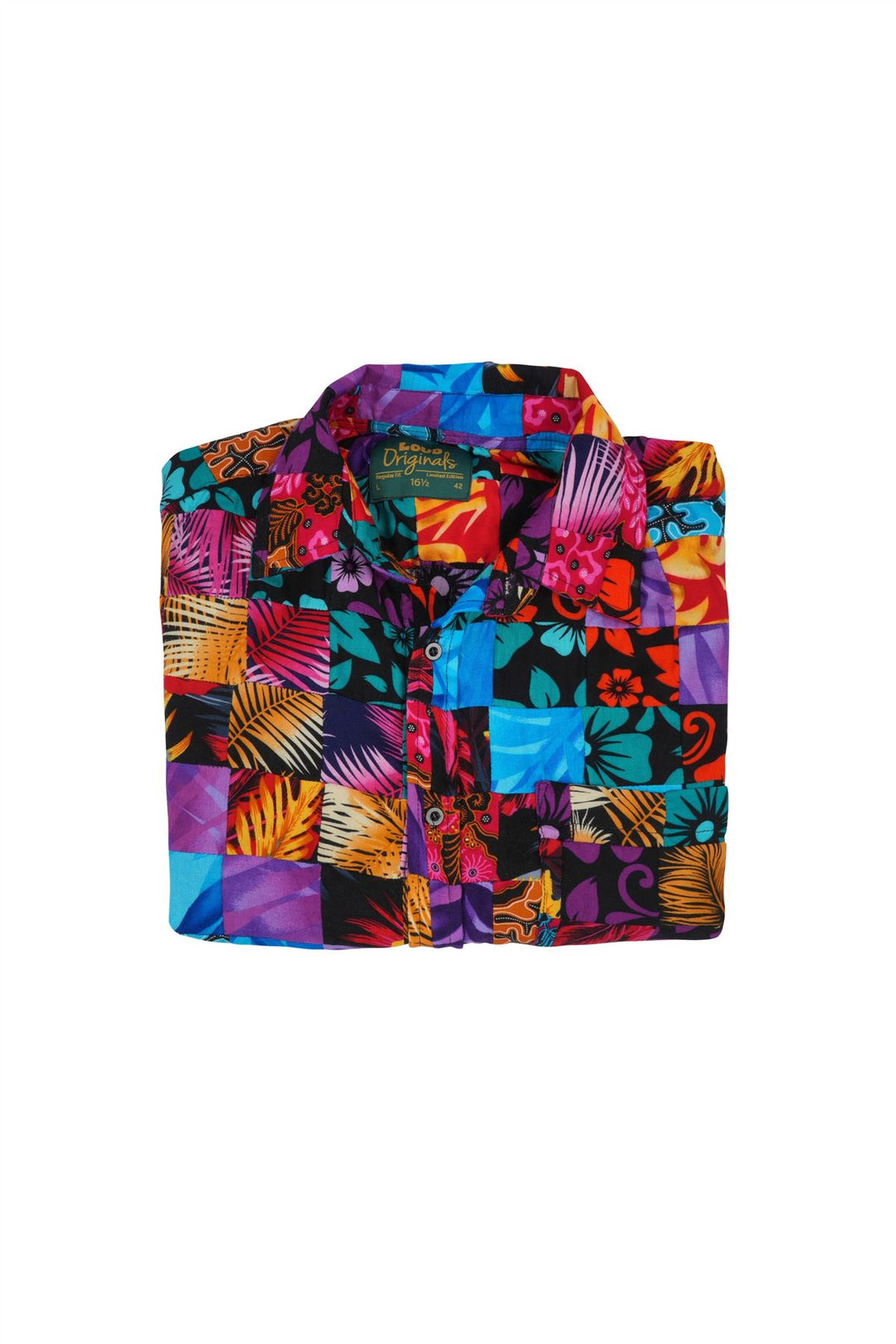 Regular Fit Long Sleeve Shirt - Paradise Patchwork Small