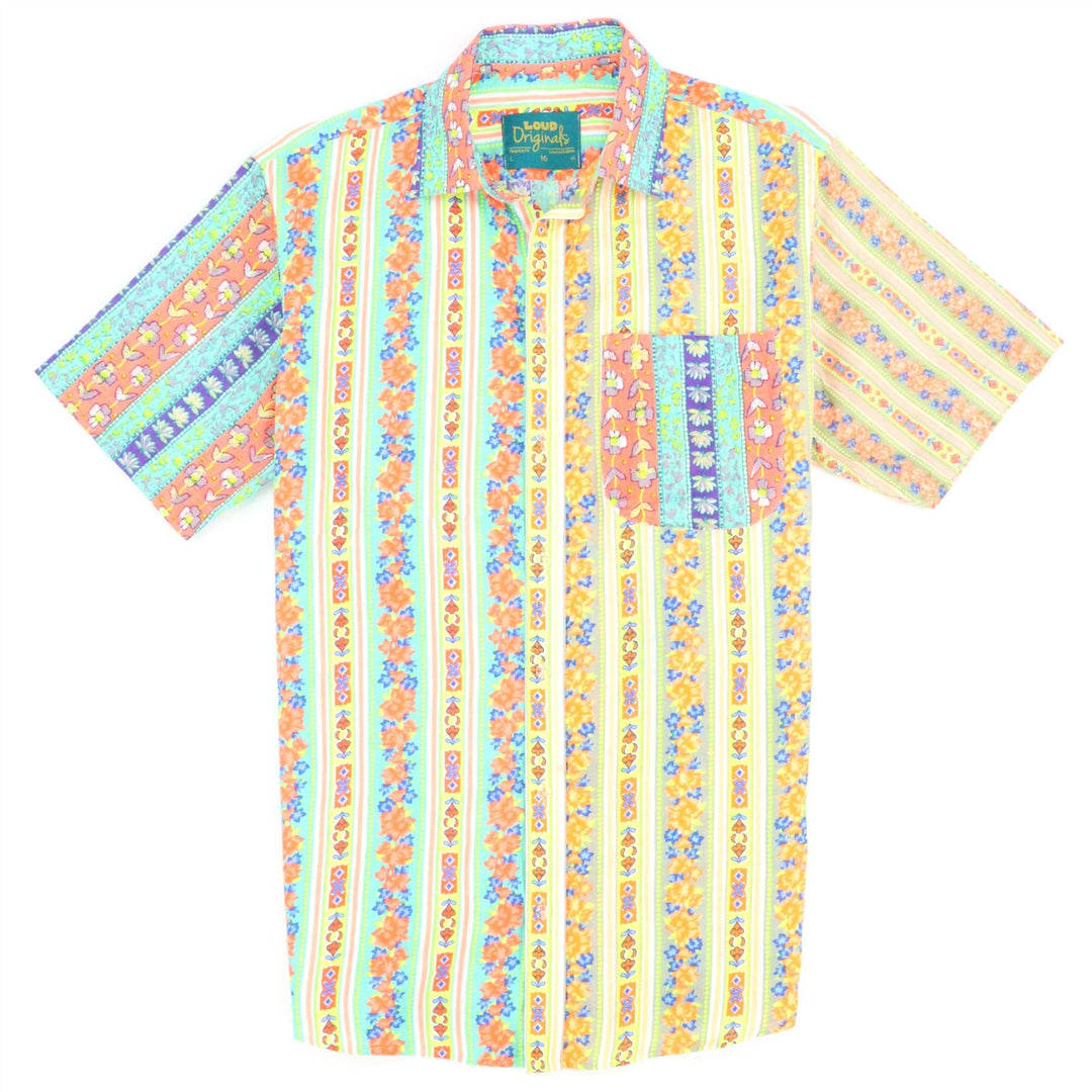 Regular Fit Short Sleeve Shirt - Folk Stripe Mixed Panel